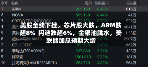 美股全线下挫	，芯片股大跌，ARM跌超8%  闪迪跌超6%，金银油跳水	，美联储加息预期大增-第3张图片