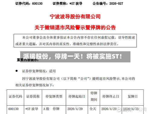 派瑞股份，停牌一天！将被实施ST！-第3张图片
